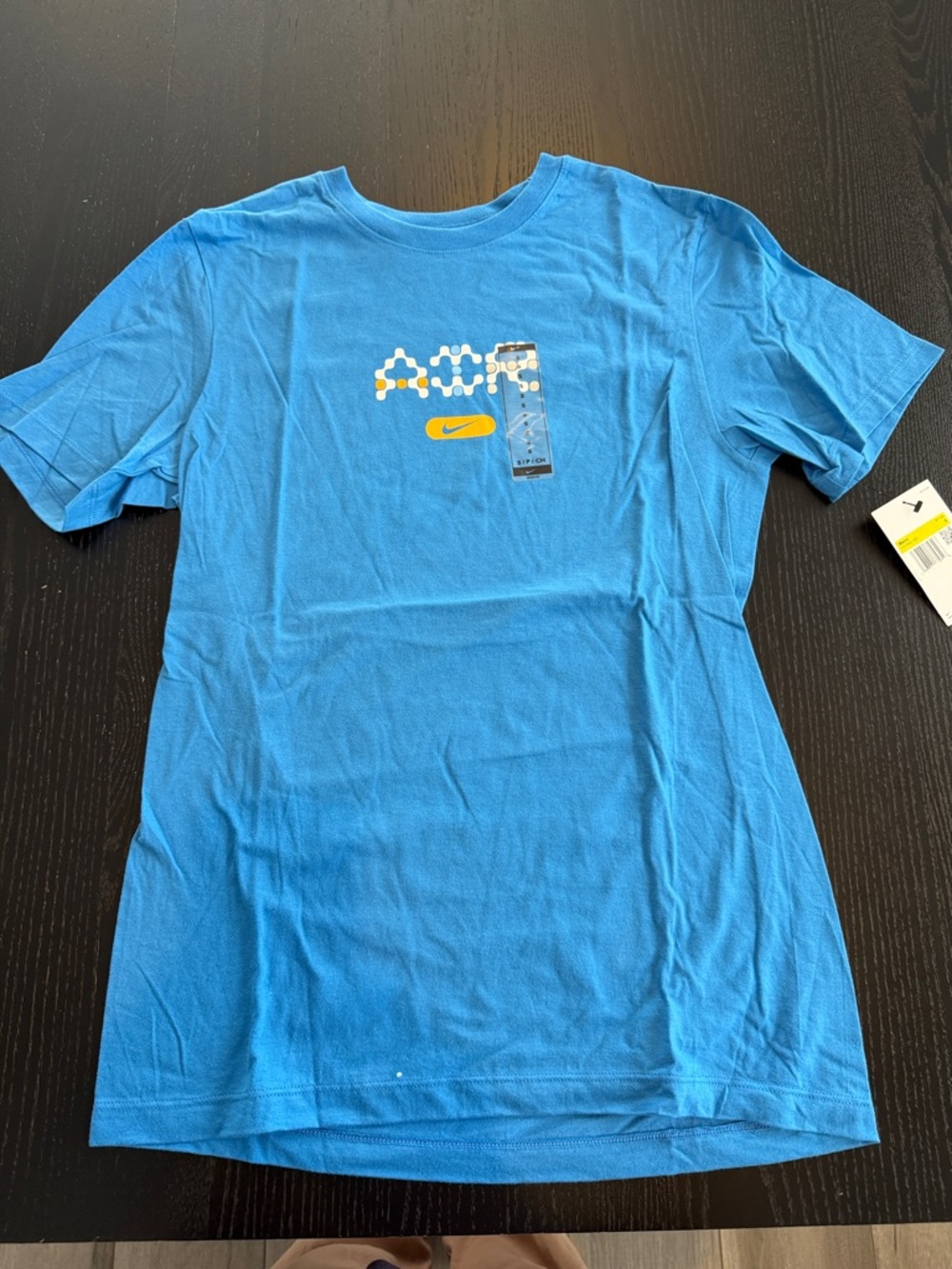 Nike Men’s Bright Blue Short-Sleeve Graphic Tee with Yellow Swoosh